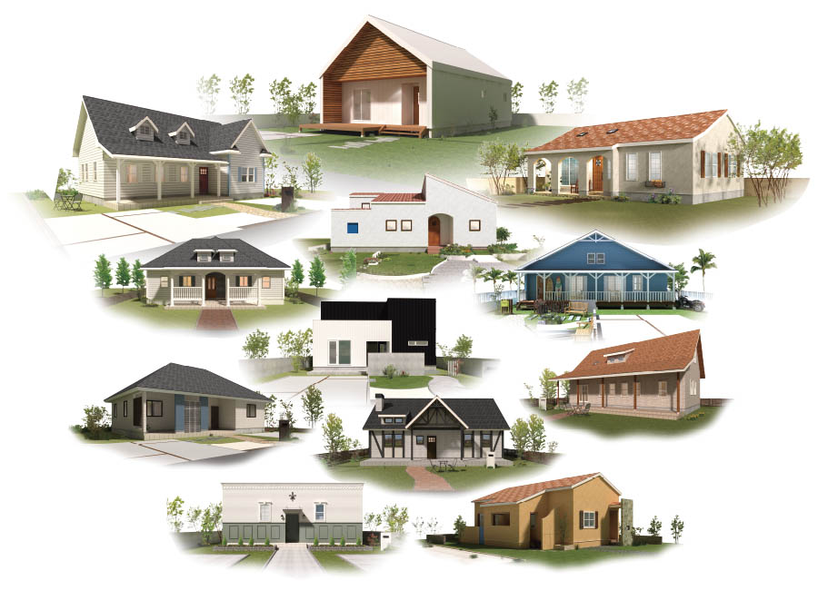 輸入住宅のインデュアホームが手掛ける、4つの平屋プラン | Hiraya One story house